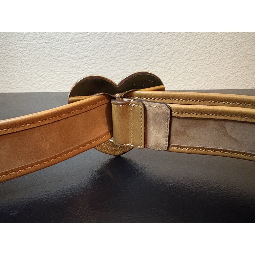 GUCCI Heart Belt Lovely Heart Buckle locking Leather GG Canvas Brown 90/36 - Picture 9 of 9